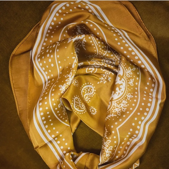 1-Mustard &  1-Rose Gold Bandana Wild Rag 27x27 - Picture 2 of 3